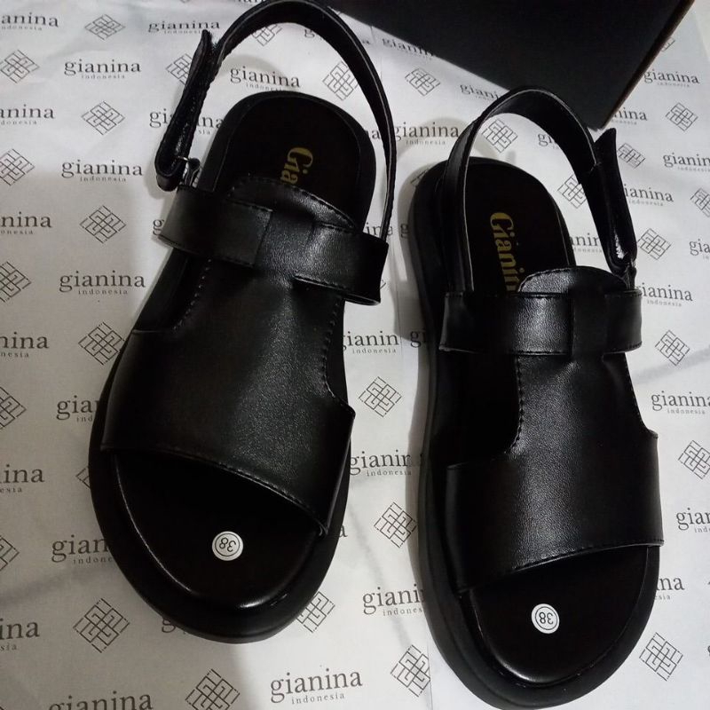 sandal wanita / Gianina - Fo fience Black platform sandals