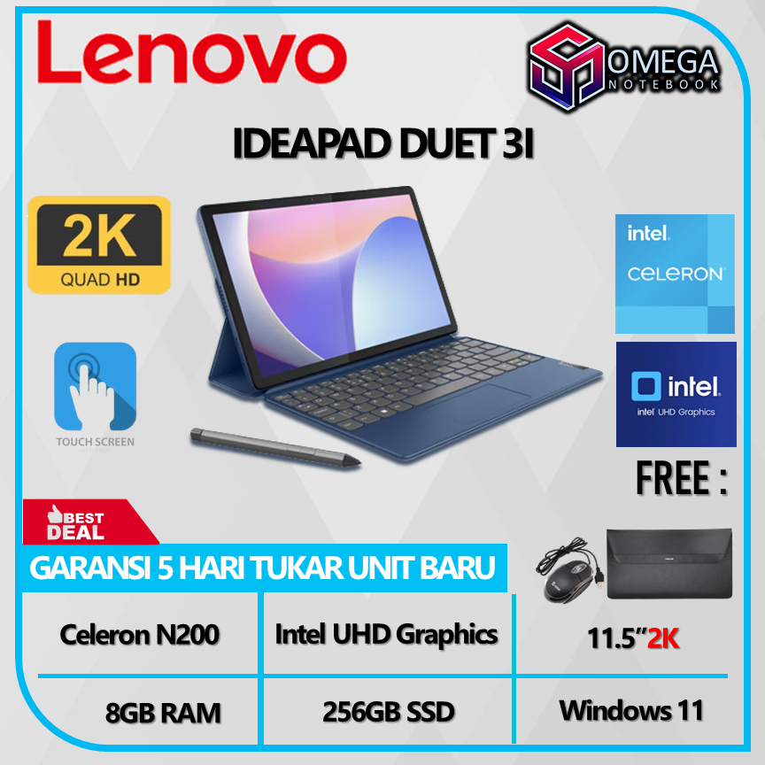 LENOVO IDEAPAD DUET 3I 11 TOUCH N200 8GB 256SSD 11.5 2K Windows 11