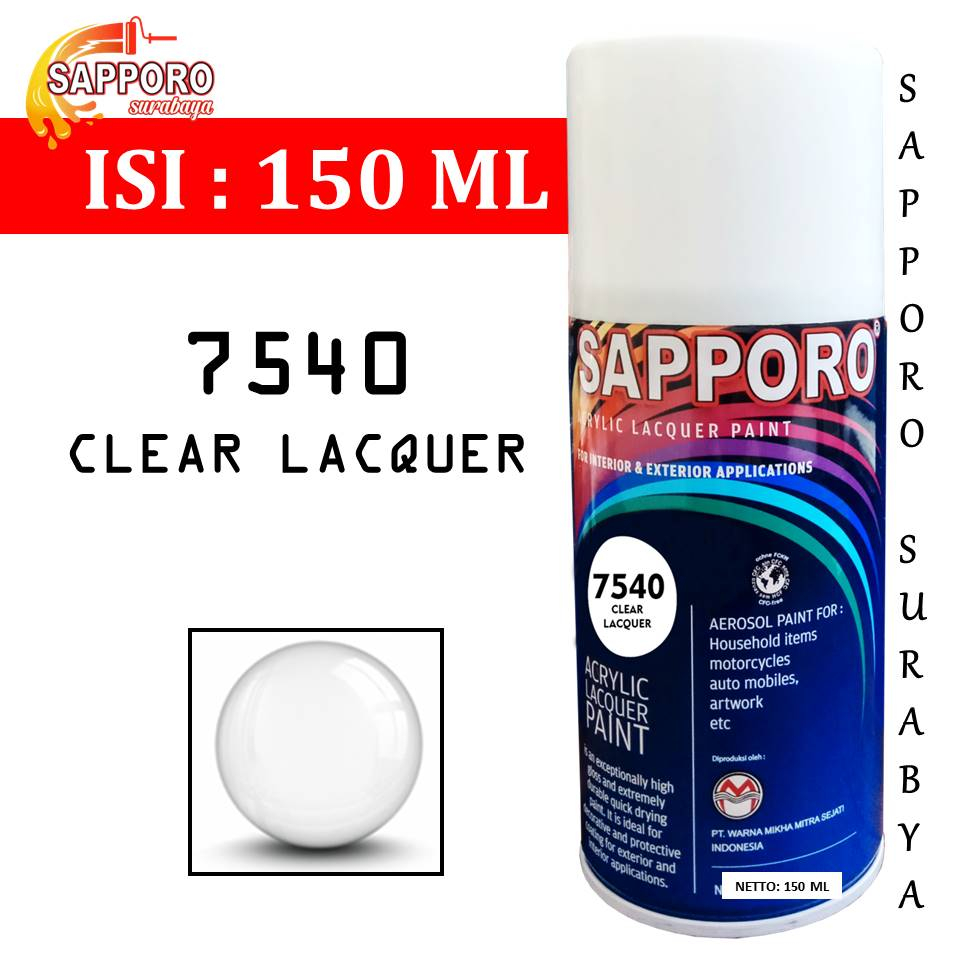Sapporo Paint Clear Lacquer 7540 / Bening / cat semprot / pylox / pylox 150ml