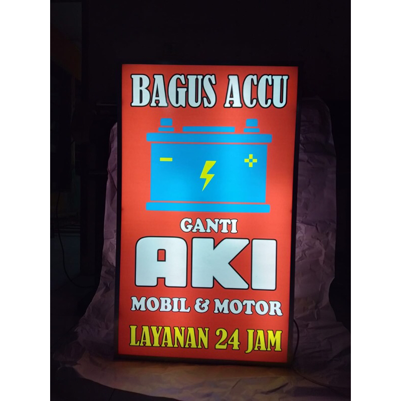 NEON BOX 60x100CM DUA SISI | NEONBOX AKRILIK NYALA DEPAN BELAKANG | NEON BOX PAKAI DESAIN SENDIRI | 
