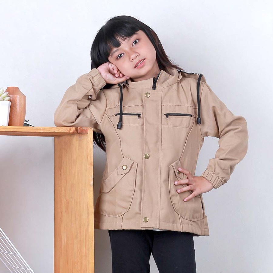 Zagib Kids 578 Jaket Anak Perempuan Parka Kupluk Krem - Jacket Anak Cewe Musim Dingin