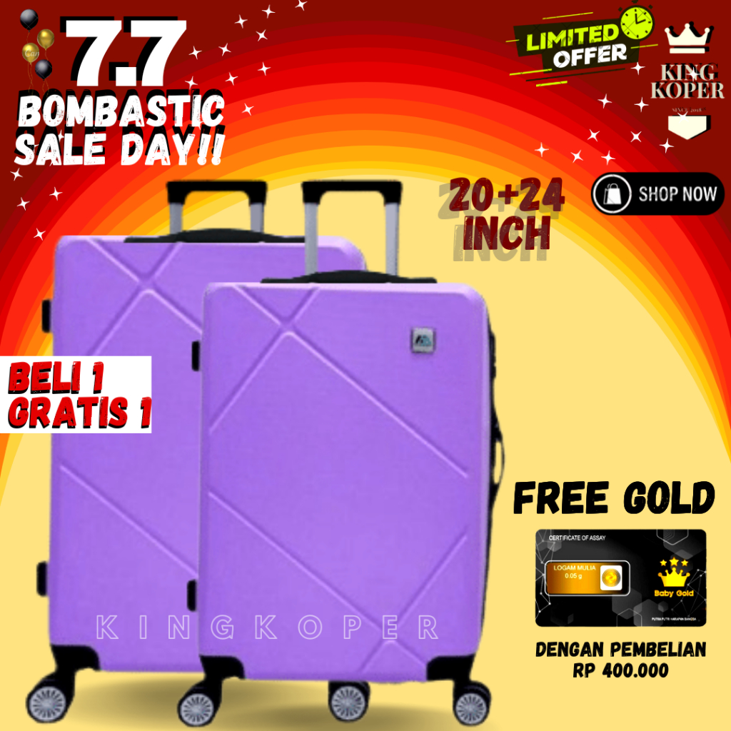 Koper set 20+24 Polo -Tas koper-koper fiber hardcase-koper roda 4-koper kabin-koper murah