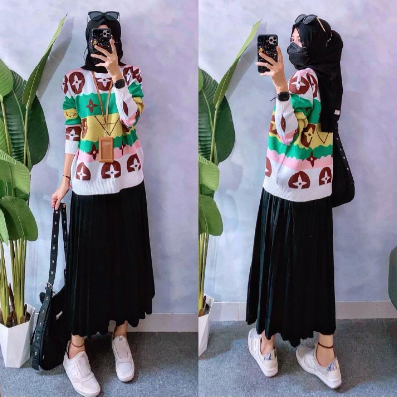 Sweater Line Wanita Import Jumbo