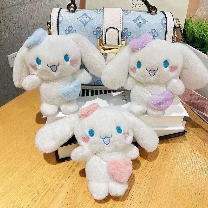 gantungan kunci boneka cinnamoroll topi love sanrio lolita fluffy boneka