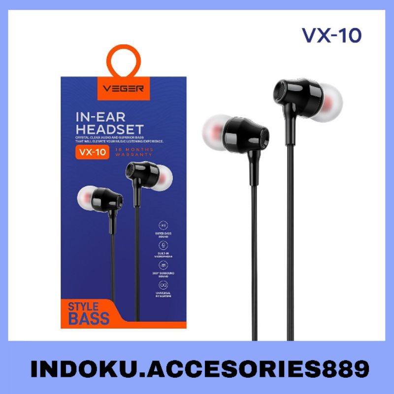 Headset/Handsfree Veger VX-10 Extra Bass+Mic Original Veger 100%