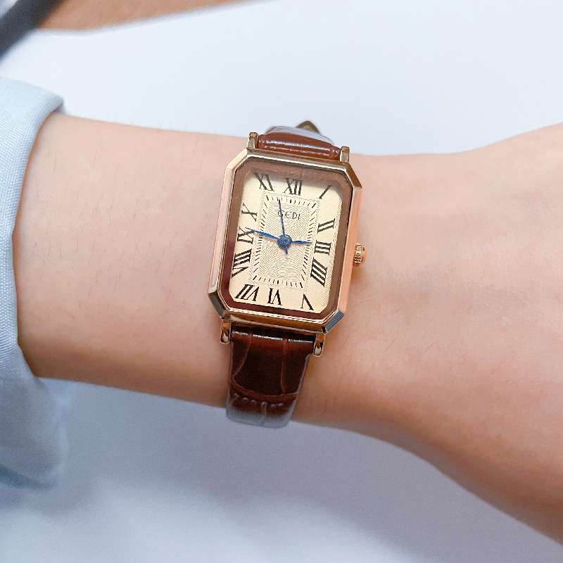 	 GEDI 82012 Jam Tangan Wanita Original Jam Vintage Analog Anti Air Waterproof Jam Tali Kulit Asli Versi Korea	