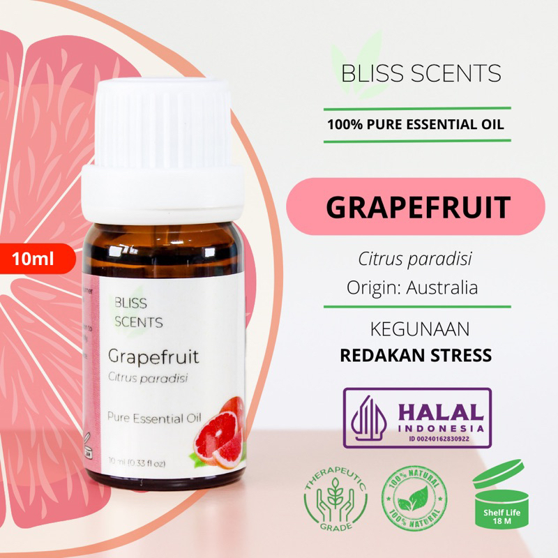 BLISS SCENTS Grapefruit / Jeruk Bali Essential Oil Aromaterapi 100% Murni Therapeutic Grade Aromatherapy