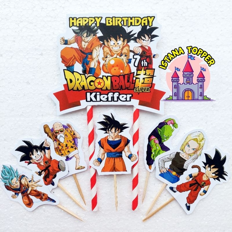 Topper Custom Nama Tema Dragon Ball / Topper Cake / Topper Ultah Nama