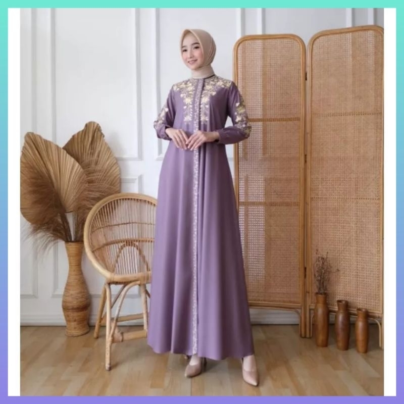 gamis toyobo bordir fashion wanita gamis Madina shahia warna lilac