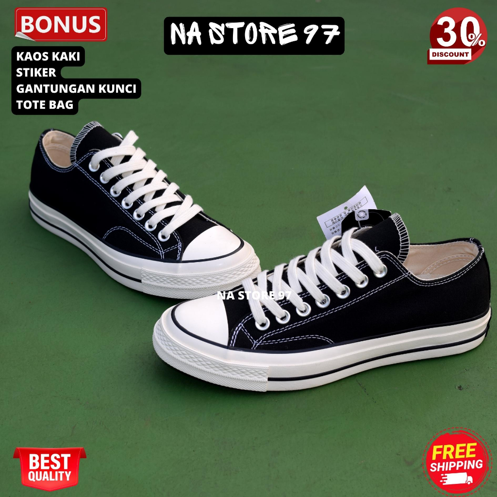 Sepatu Converse 70s High Black White Bnib Box Oren