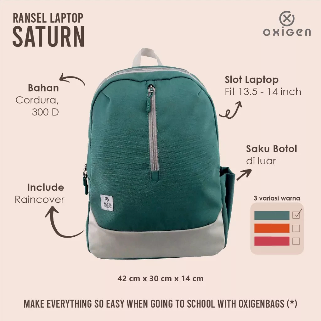 Tas Ransel Backpack Laptop Oxigen Original Saturn