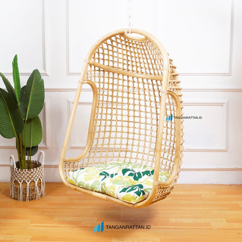 Ayunan Rotan Bahama Dengan Cushion Dewasa / Rattan Hanging Chair Finishing Melamin