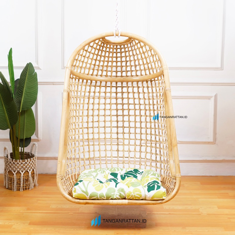 Ayunan Rotan Bahama Dengan Cushion Dewasa / Rattan Hanging Chair Finishing Melamin