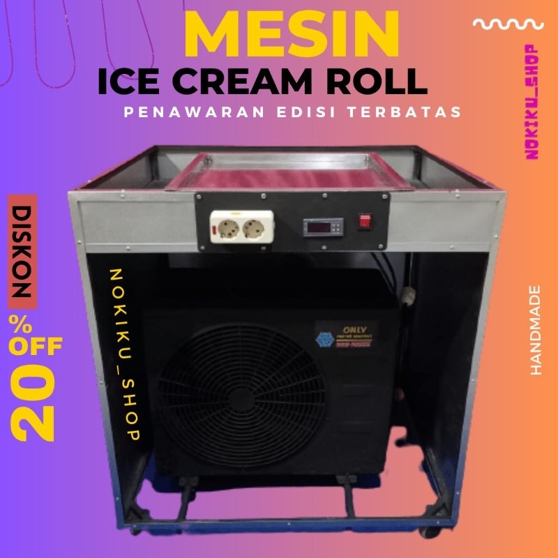 MESIN ICE CREAM ROLL JAJANAN KEKINIAN PRODUCT KHAS THAILAND HEMAT LISTRIK CEPAT BEKU HARGA MESIN ES 