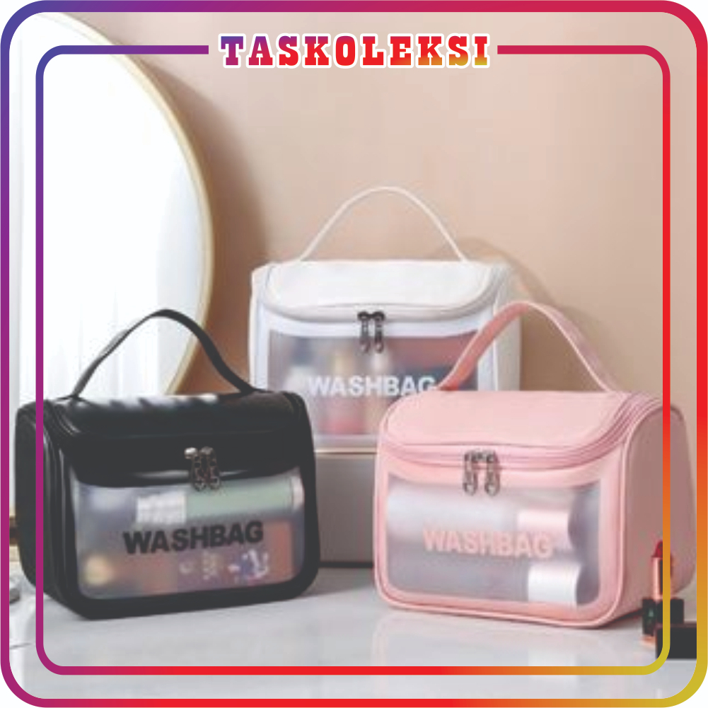 ☛TK☚ Tas Washbag Transparan Besar / Organizer Bag / Pouch WashBag / Tas Kosmetik Isi Banyak / Tas Kosmetik Besar R902