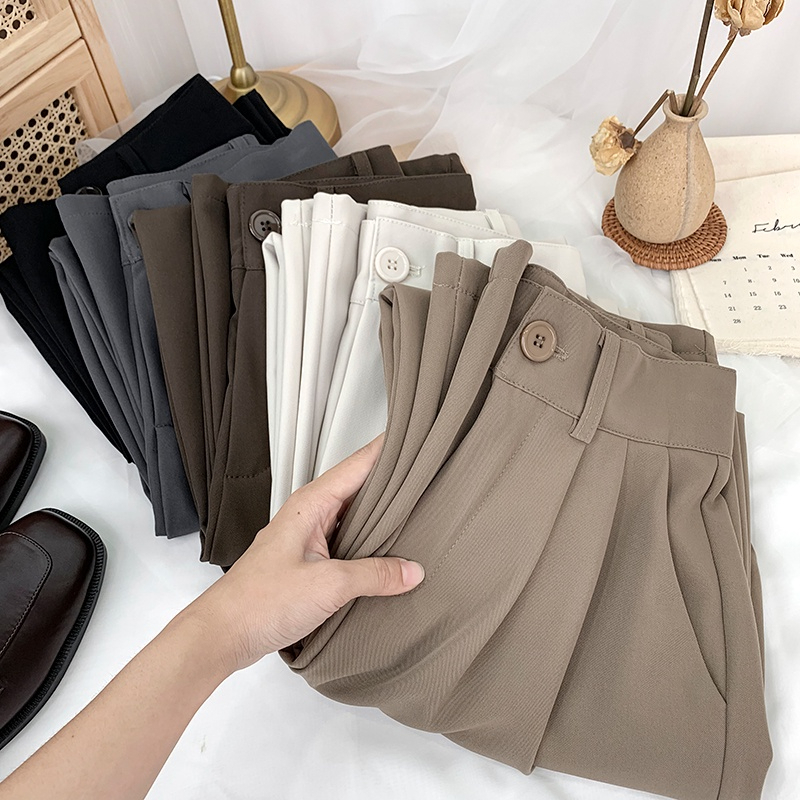 Celana Kulot Wanita Highwaist Polyester Loose Pants Saku Kanan Kiri Penutup Resleting Cp08pa