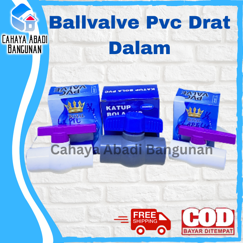 Ball Valve PVC Drat Dalam Stop Kran Ballvalve Paralon