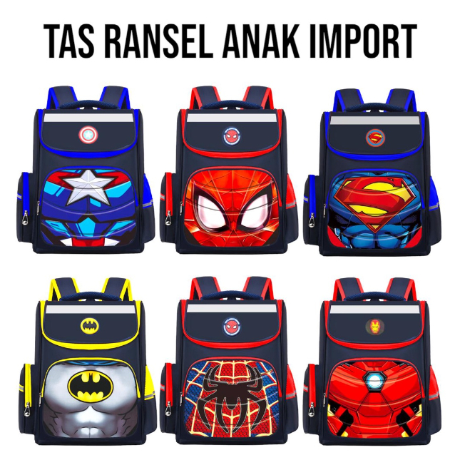 Tas Ransel anak Sekolah SD SMP IMPORT tahan air untuk Anak Perempuan Anak Laki-laki Tas ransel anak import 00100/00400/00360/00500