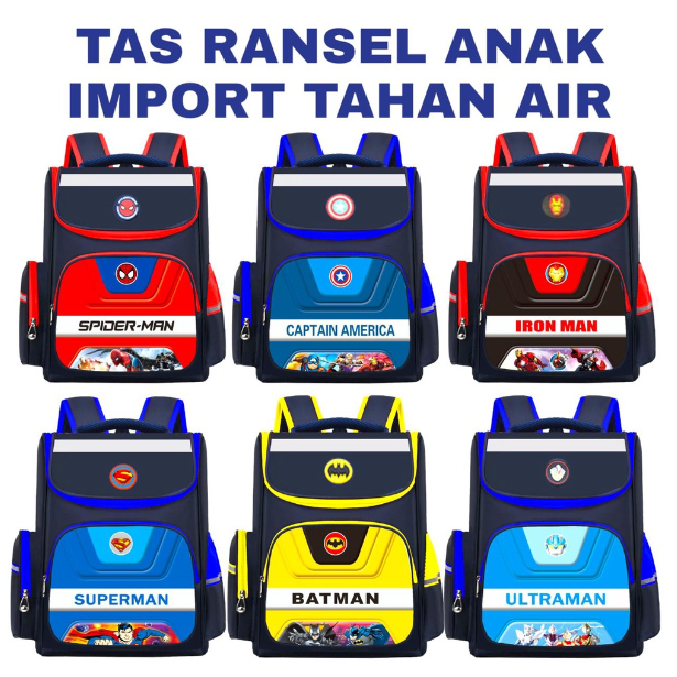 Tas Ransel anak Sekolah SD SMP IMPORT tahan air untuk Anak Perempuan Anak Laki-laki Tas ransel anak import 00100/00400/00360/00500