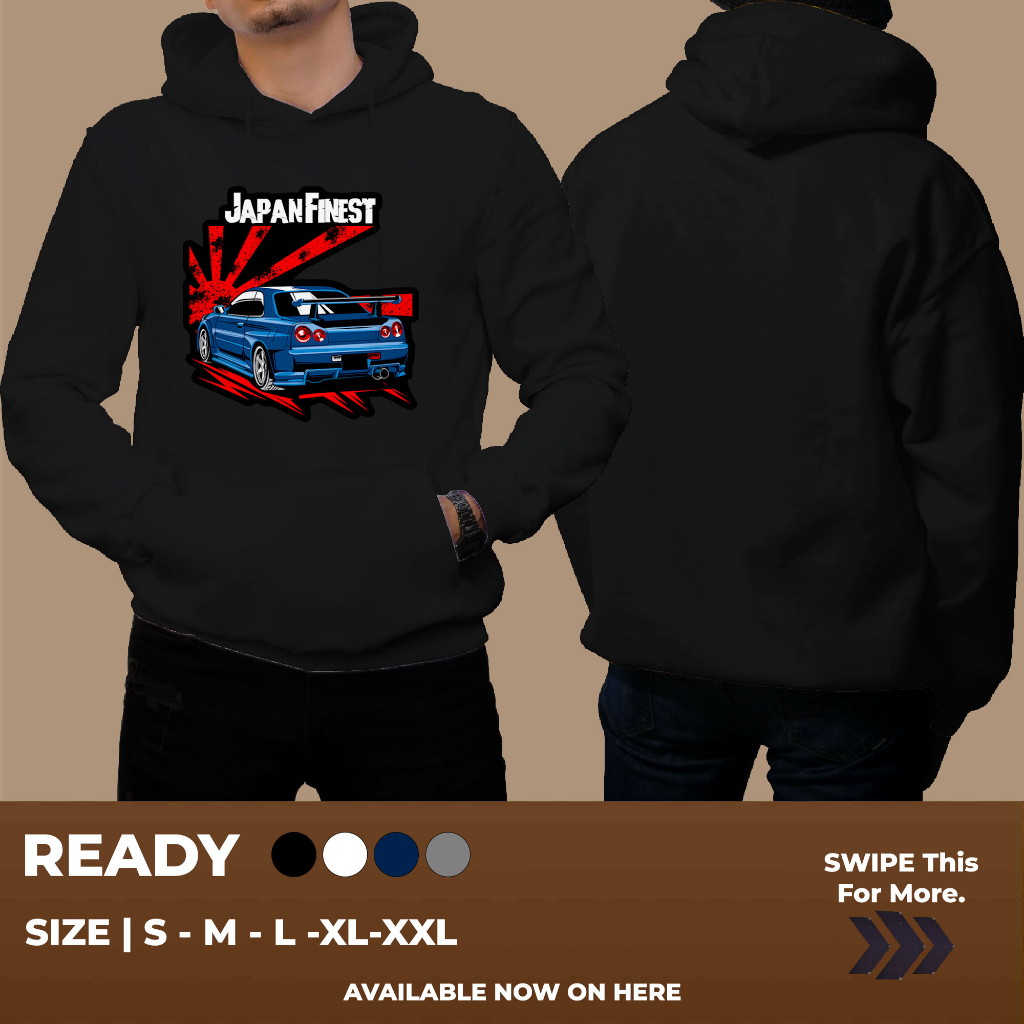 HOODIE NISSAN SKYLINE R 34 BLUE JDM KEREN BANGET UNTUK PRIA