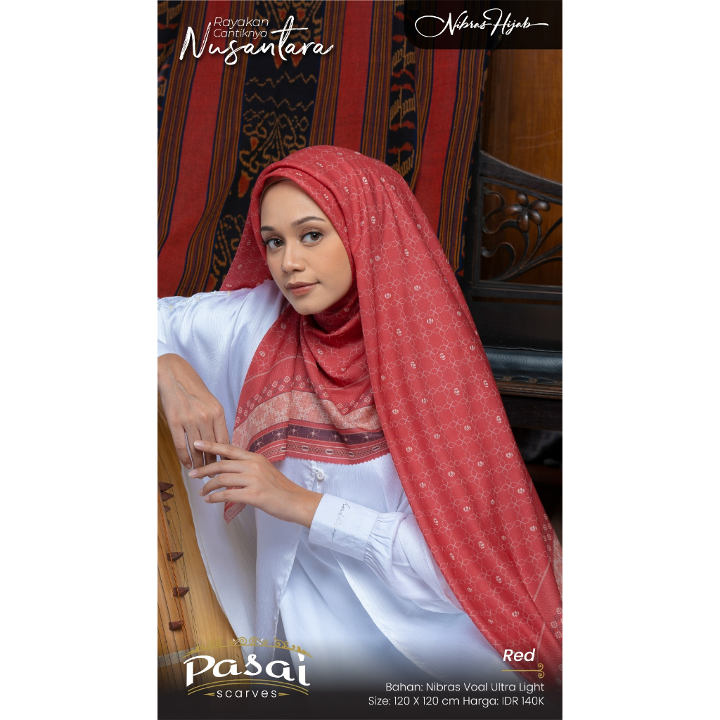 Nibras Hijab PASAI Scarves Series Nusantara Bahan Nibras Voal Ultra Light Hijab Segiempat Motif Simpel Modern by NBRS Hijab bisa COD