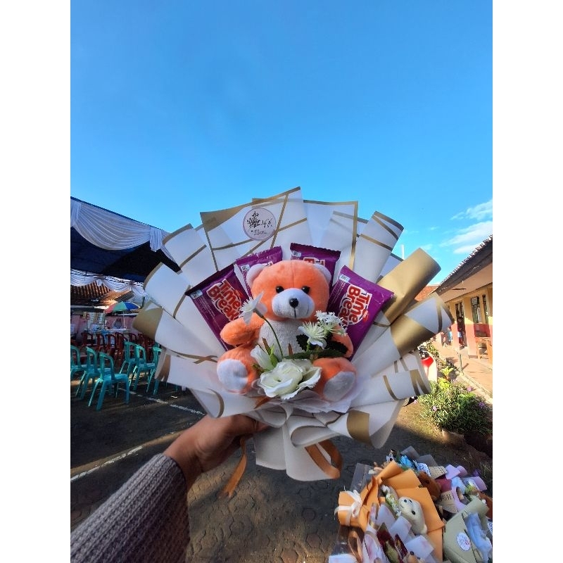 Gers.Flowers Buket boneka dan snack makanan murah