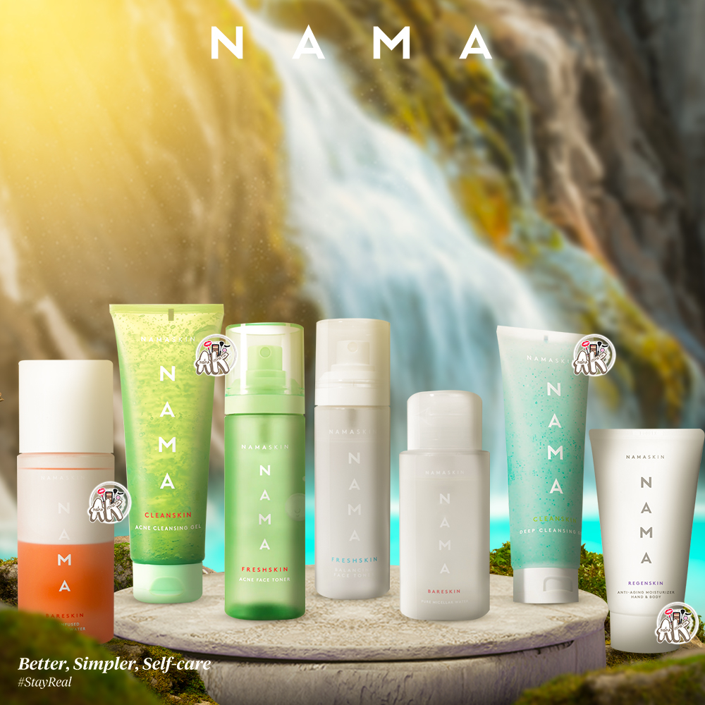 NAMA SKINCARE SERIES ( BARESKIN PURE MICELLAR WATER / CLEANSKIN ACNE CLEANSING GEL / FRESHSKIN ACNE FACE TONER / FRESHKIN BALANCING FACE TONER /  REGENSKIN MOISTURIZER HAND &amp; BODY / BARESKIN OIL - INFUSED MICELLAR WATER )