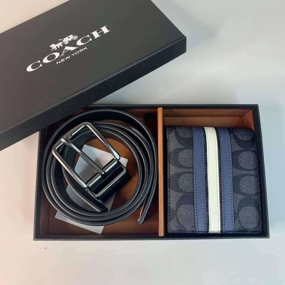 Coach Men's Fashion Folding Wallet Short Wallet Fold Wallet (Wallet + Belt) 74991 74993 26072 5371