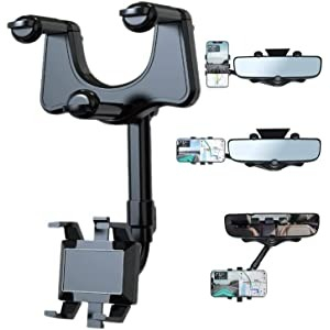 Car Holder HP GPS Holder Mobil Spion Handphone Fleksibel Jepit Kaca Spion Putar 360 Derajat Multifungsi Spion Mobil