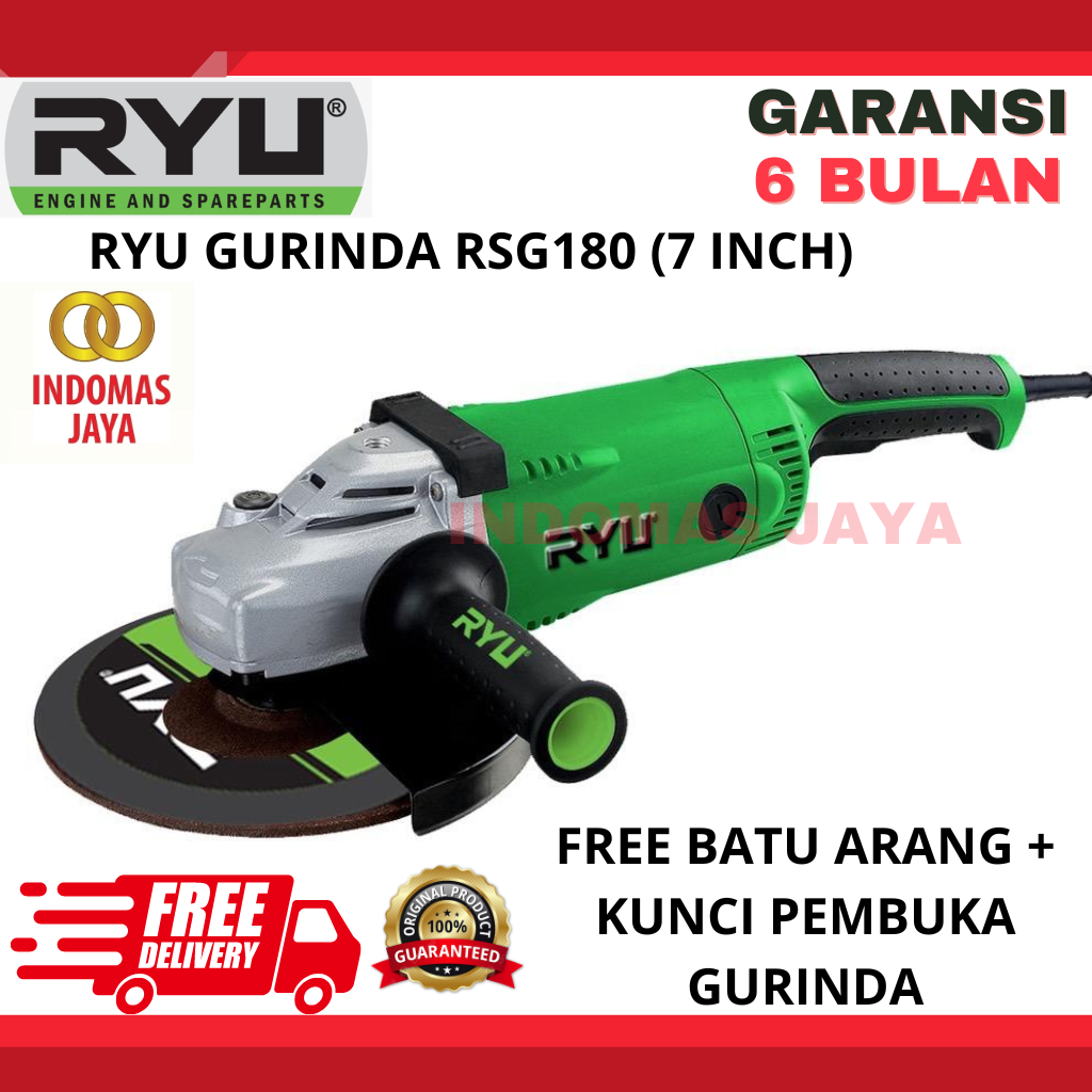 RYU GURINDA TANGAN 7" RSG180 - GRINDER RSG 180 - GERINDA 7 INCHI