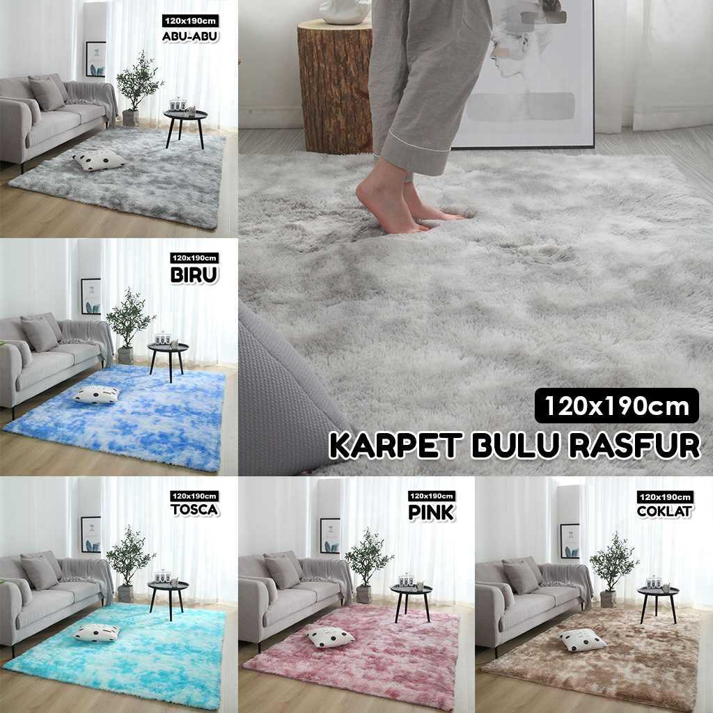 COD LuxuryParty DD-4B Karpet Bulu Ukuran 120x190cm/Karpet Bulu Halus Bahan Bulu Rasfur Karindo