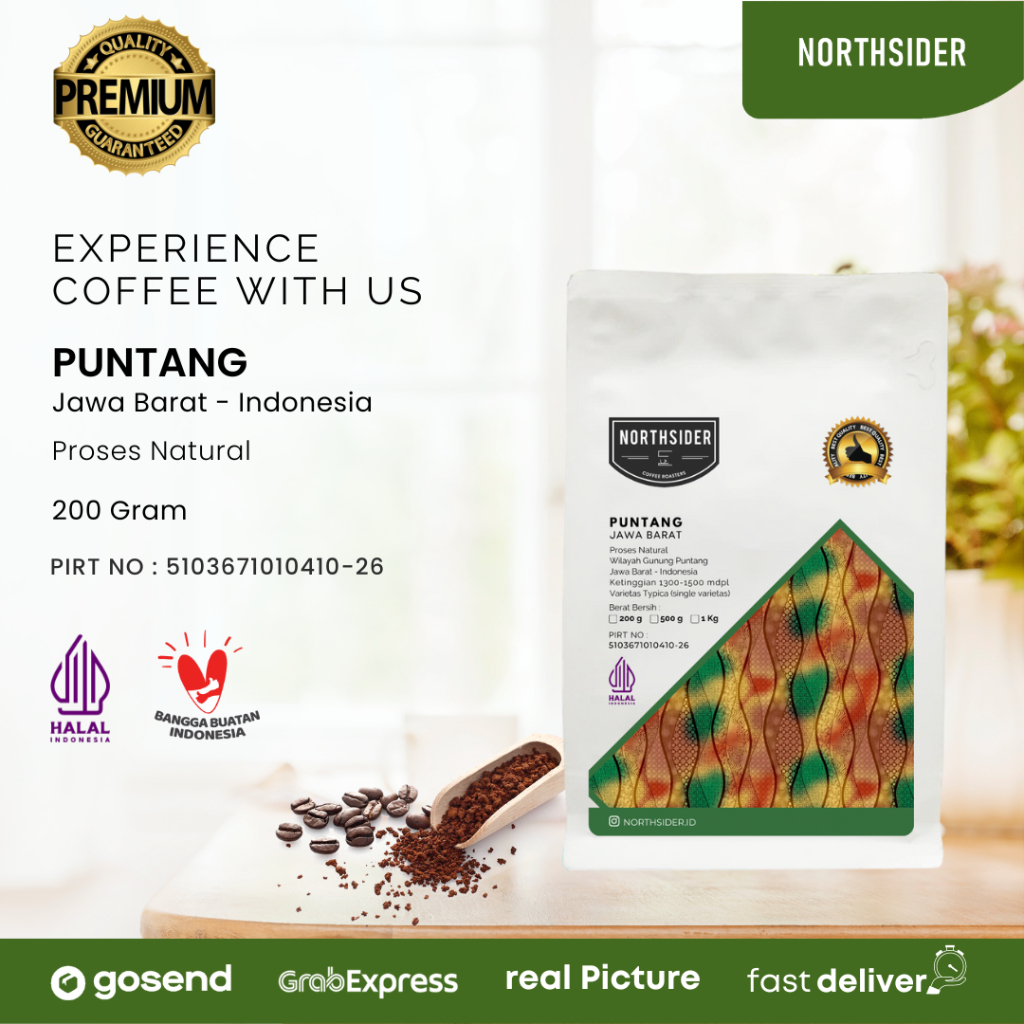 BIJI KOPI ARABIKA PUNTANG NATURAL 200GR NORTHSIDER COFFEE