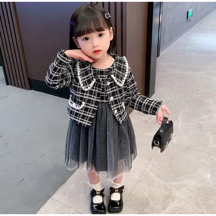 DR32-Dress Baju Anak Perempuan Choaheyo Vest Set 2in1