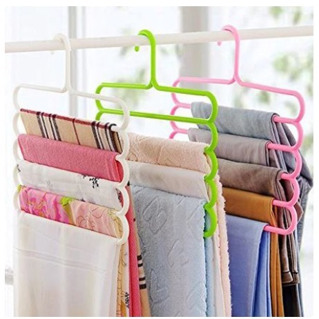 DHIO - Gantungan Baju 5 Susun Magic Hanger Pakaian Celana Jilbab Handuk 5 Layer Lemari Plastik Hemat Tempat