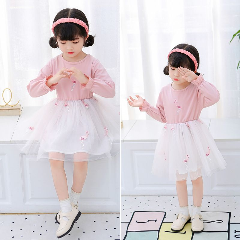 Dress Anak Perempuan Lengan Panjang Pinky Flamingo