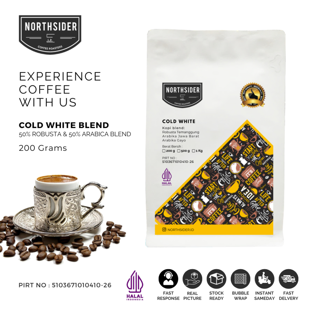 BIJI KOPI SUSU ESPRESSO COLD WHITE BLEND - 200GR NORTHSIDER COFFEE