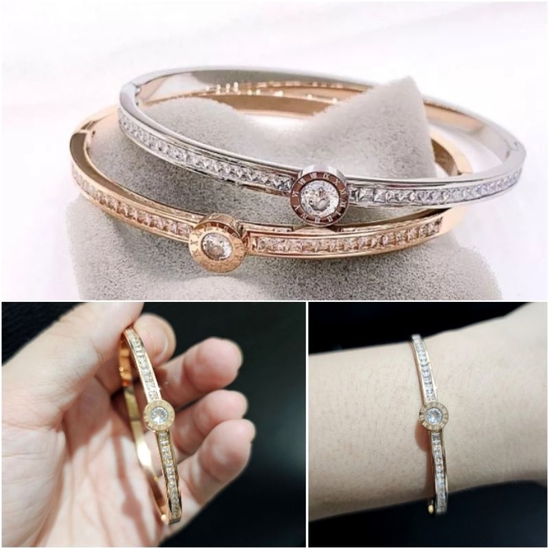 Gelang Titanium asli mirip emas asli kilau Gelang Brandad band Premium Quality Anti karat anti alergi Premium Quality Stainless steel Gt03