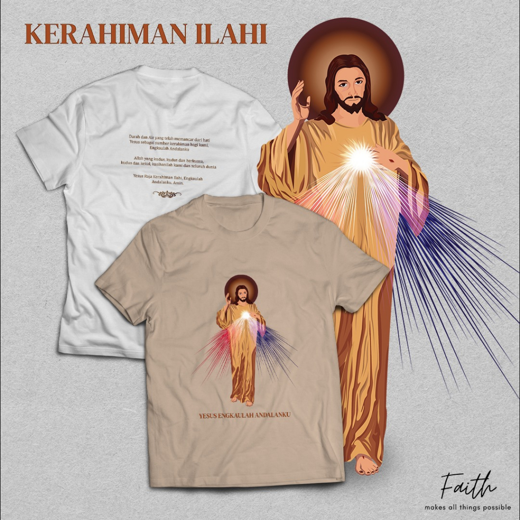 Kaos Rohani/ Katolik Kristen Kerahiman Ilahi Doa Yesus Andalanku