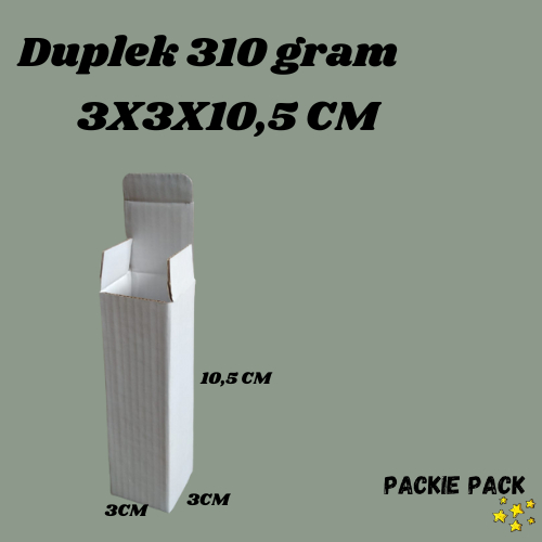

Kardus Packaging/Karton Duplex 310 gram uk. 3x3x10,5cm (Pembelian min 15pcs)