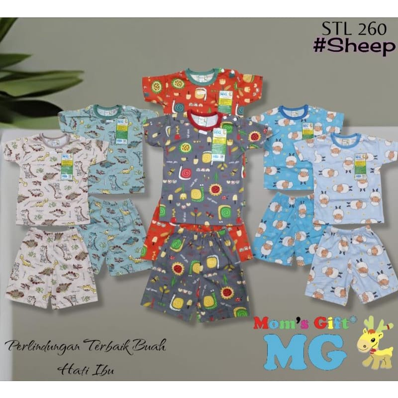 MOM'S GIFT Setelan Pendek Bayi Motif Full Print Uk S, M, L, XL SNI