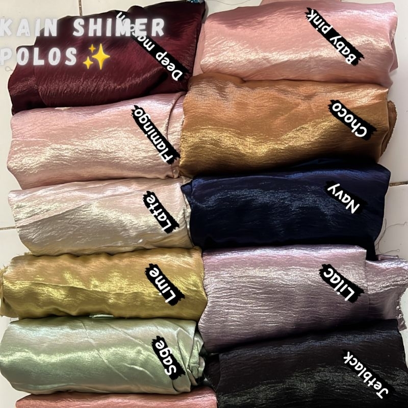 (TERBARU) KAIN SHIMER POLOS COCOK UNTUK GAMIS,DRESS,ROK PREMIUM