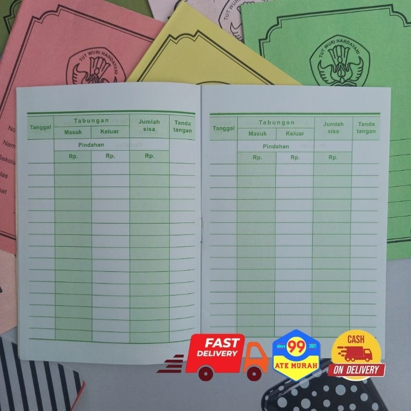 Buku TABUNGAN Warna 8Lembar/Buku Menabung/Kertas Tabungan