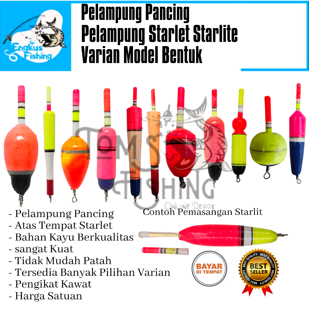 Pelampung Pumbul Pancing Starlite Kayu Pendek / Panjang Varian Model Bentuk Murah - Engkus Fishing