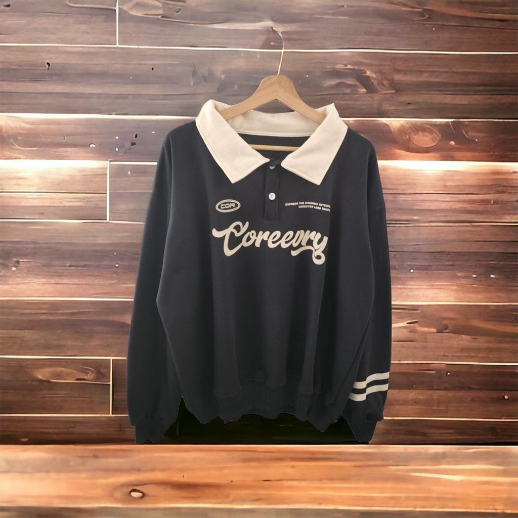 Sweater Coreeory Collar Oversize | sweatshirt unisex korean