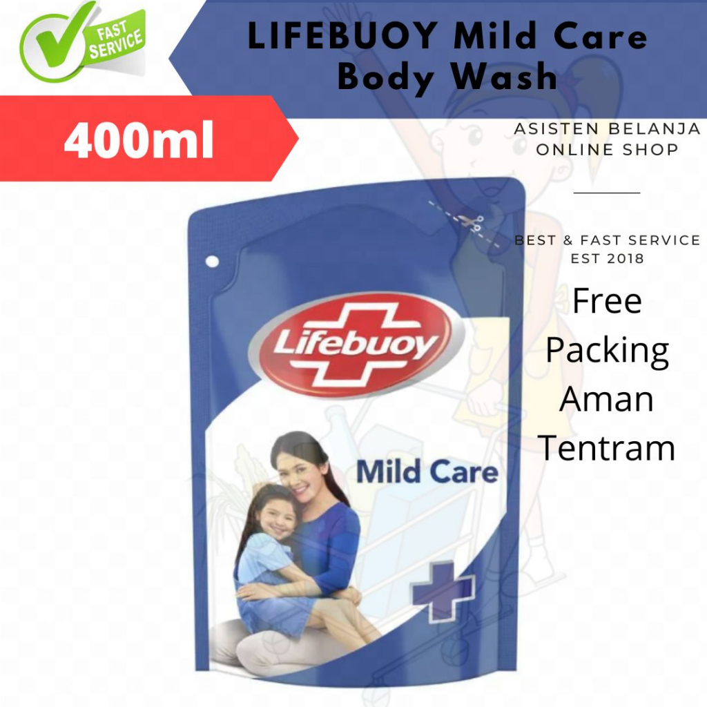 Sabun Mandi Cair refill 400ml Lifebuoy Biru Mild Care Body Wash Liquid 400 ml