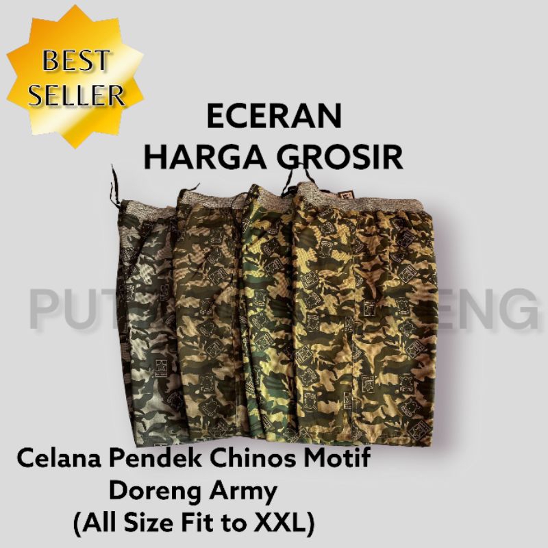 Celana Pendek Chinos Motif Doreng Army