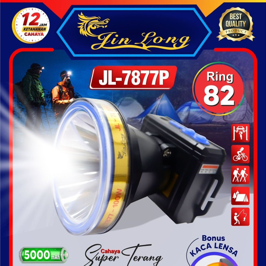 COD SENTER KEPALA JINLONG 100W JL-7877P RING 82 LED CAHAYA PUTIH SUPER TERANG