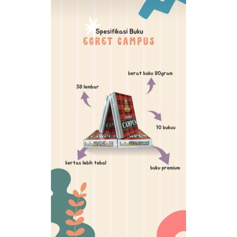 

Buku Tulis Campus EGRET 38 Lembar ( 80 gr ) 1 Pack Isi 10 Pcs