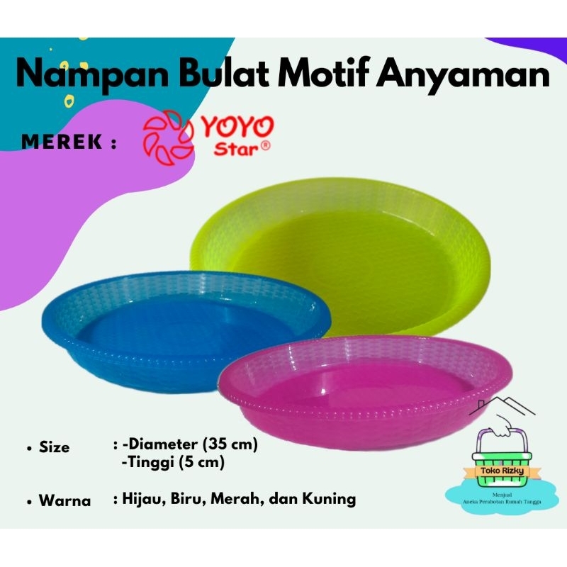Nampan Bulat Motif Anyam / Baki Plastik Transparan