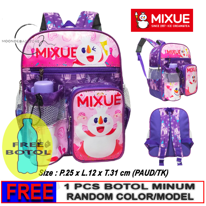 Tas Ransel Mini Anak Sekolah PAUD/TK Karakter MIXUE free botol // Tas Ngaji Anak Karakter MIXUE